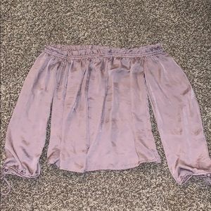 off the shoulder silky blush pink top!